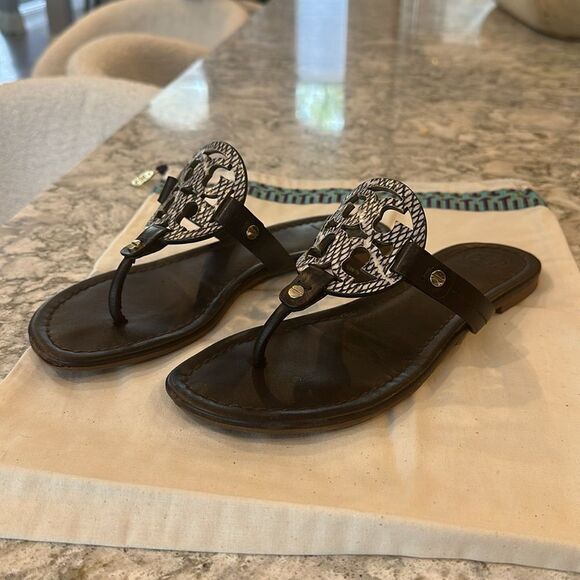 👡 Tory Burch Miller Sandal - Brown - Size 7.5 - With Dust Bag - Picture 2 of 7